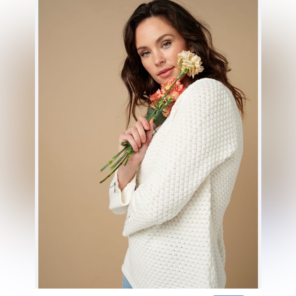 Peppercorn UK Cream Popcorn Nubby Knit Cardigan Coat-Tunic -Boho -EUC Sz M